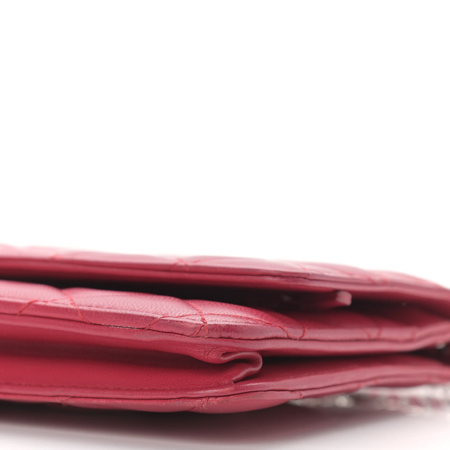 Lambskin Quilted Wallet On Chain WOC Dark Pink