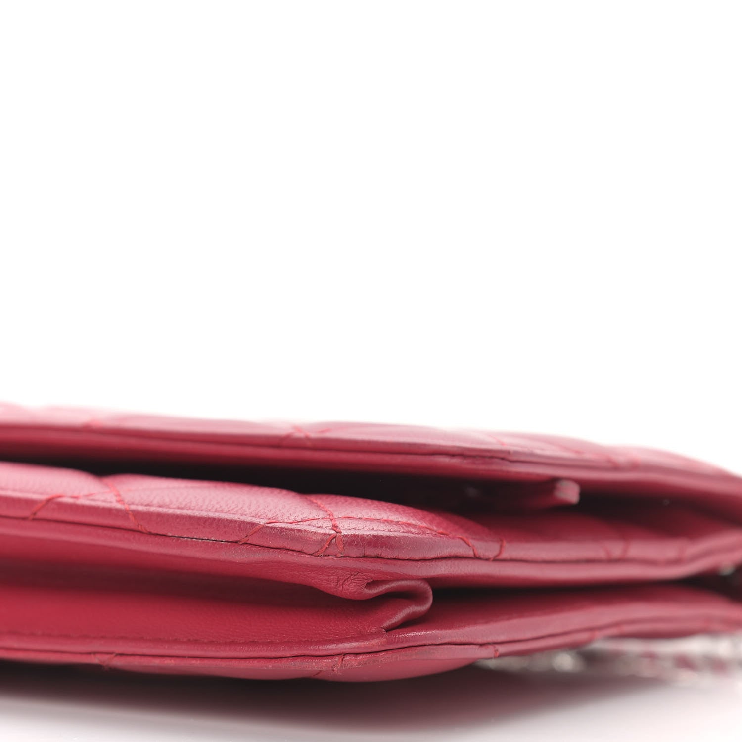 Chanel Lambskin Quilted Wallet On Chain WOC Dark Pink 10 of 14