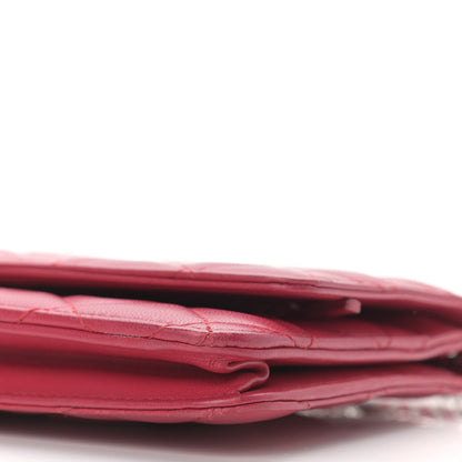 Chanel Lambskin Quilted Wallet On Chain WOC Dark Pink 10 of 14