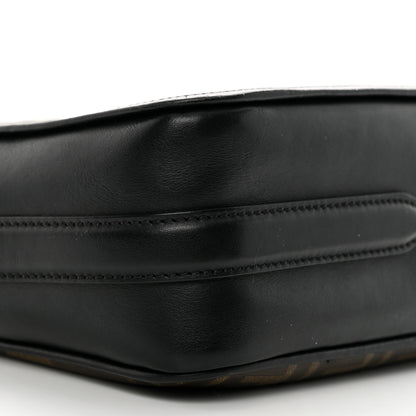 Fendi Glazed Fabric Vitello Century FF 1974 Stamp Patch Camera Case Mogano Panna Black 9 of 10