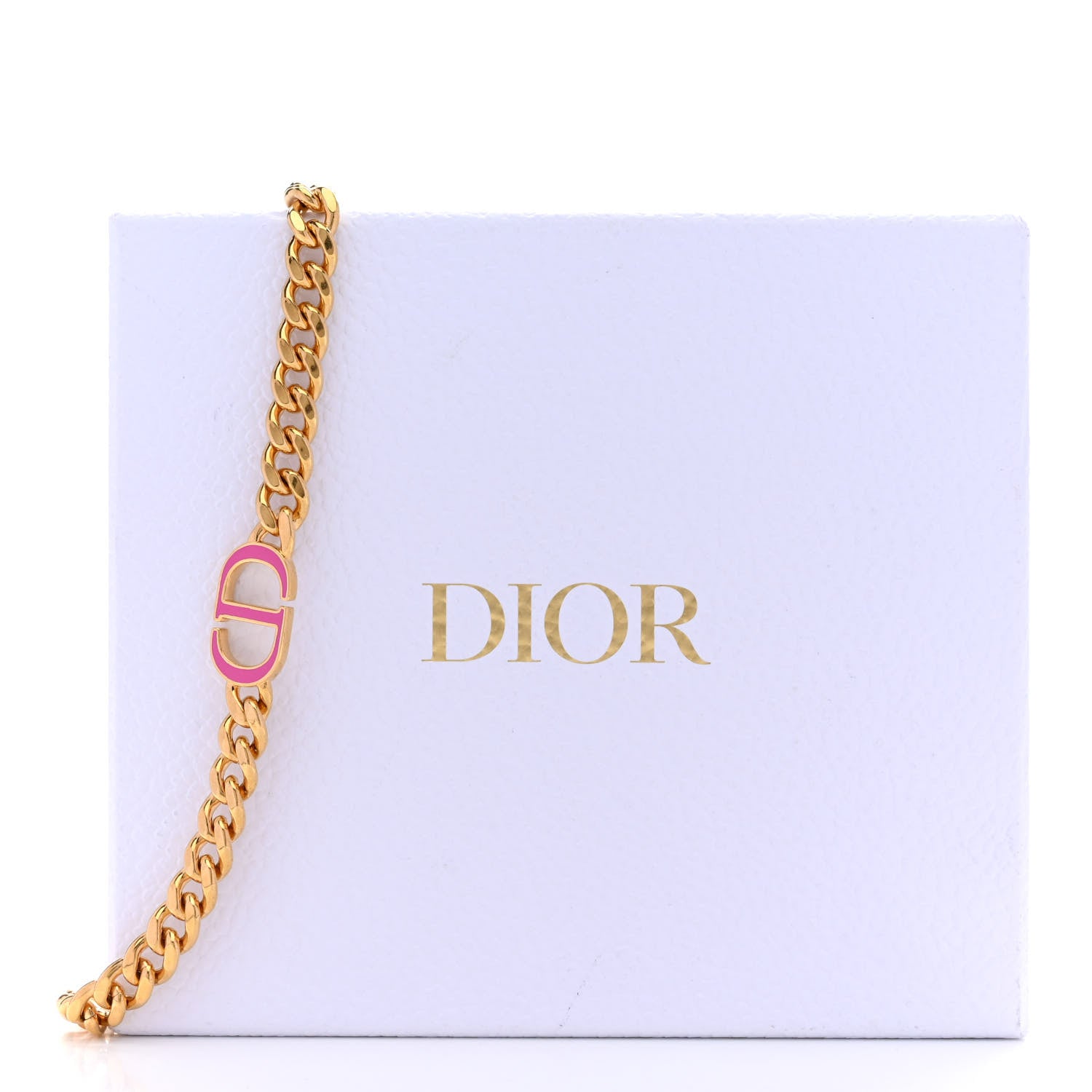 Christian Dior Metal CD Choker Necklace Gold Pink 6 of 6