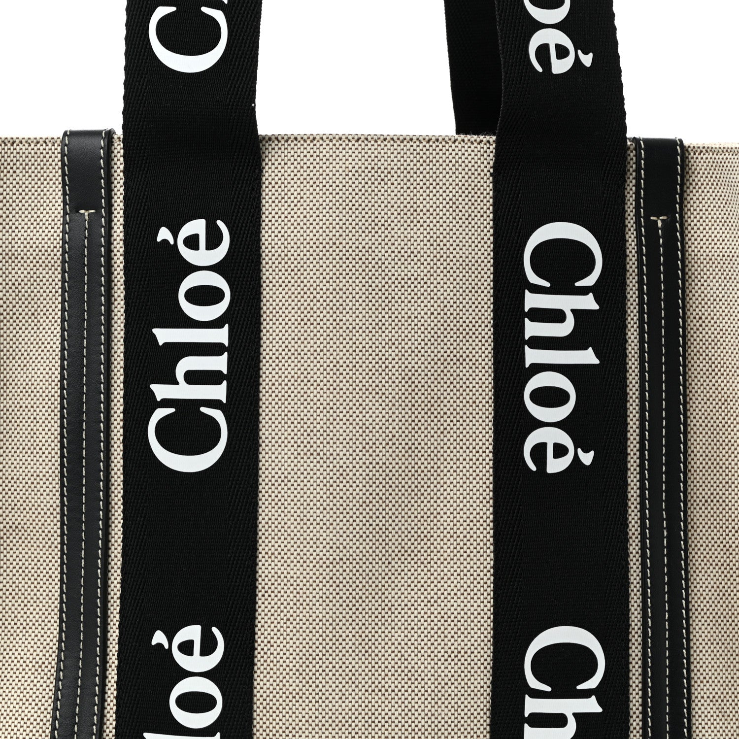 Chloe Cotton Calfskin Medium Woody Ribbon Tote Black Blue 8 of 13