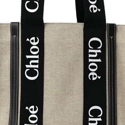 Chloe Cotton Calfskin Medium Woody Ribbon Tote Black Blue 8 of 13