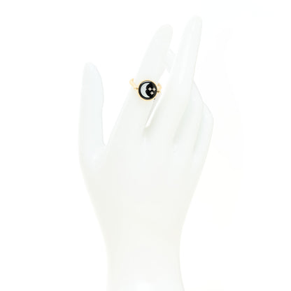 Christian Dior 18K Yellow White Gold Diamond Black Onyx Mother of Pearl Rose Celeste Ring 50 5.25 2 of 5