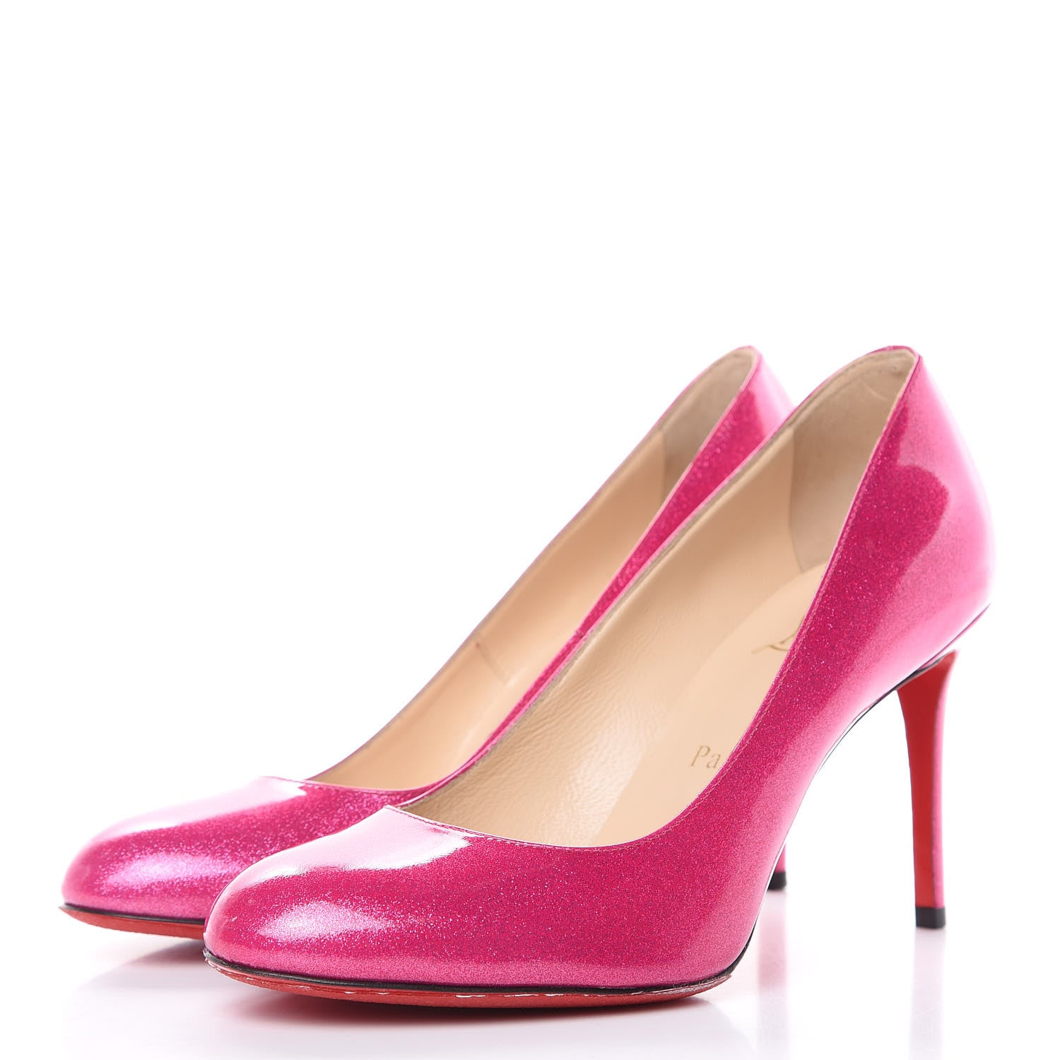Christian Louboutin Patent Glitter Fifi 100 Pumps 37 Pink 3 of 9