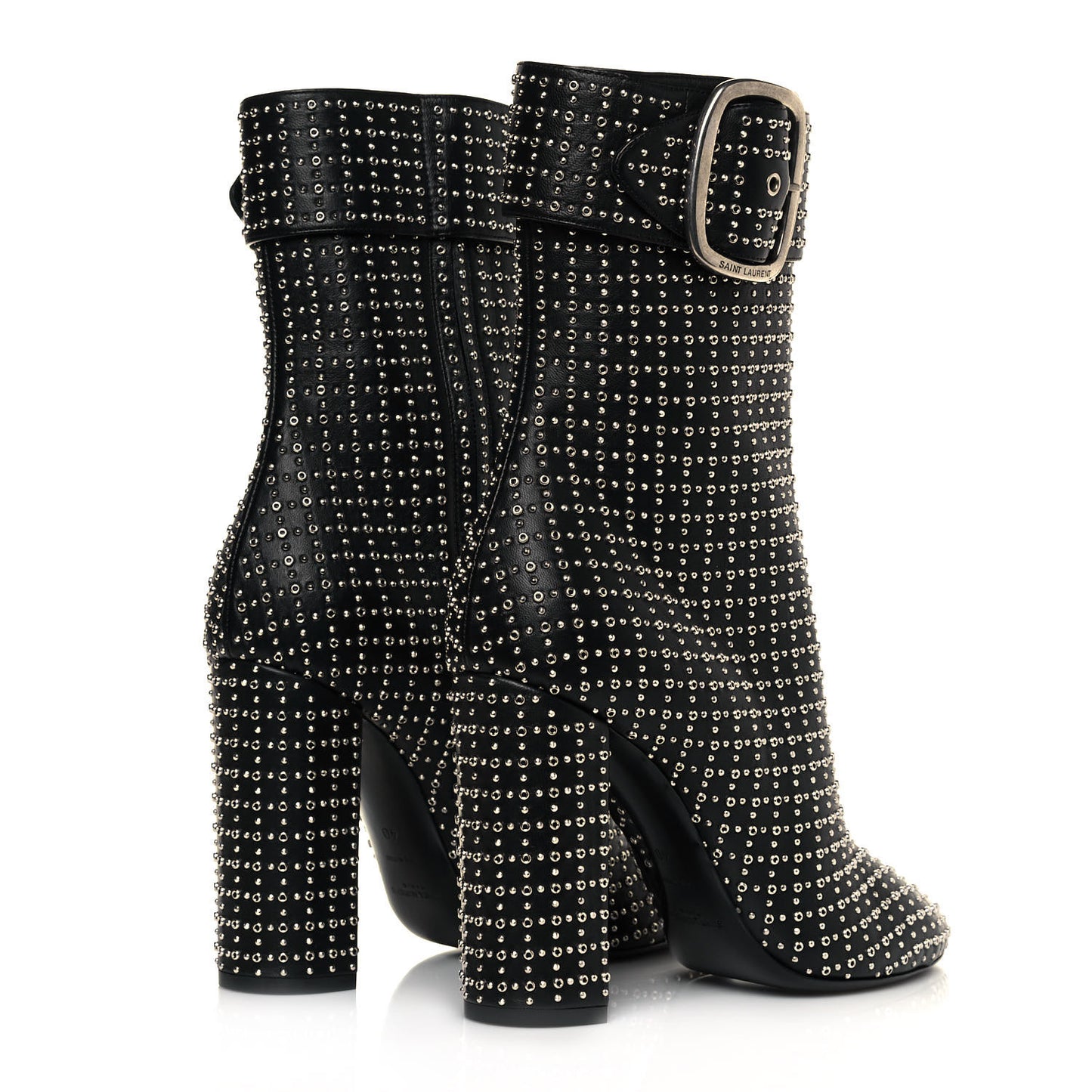 Nappa Studded Joplin Buckle Booties 40 Black