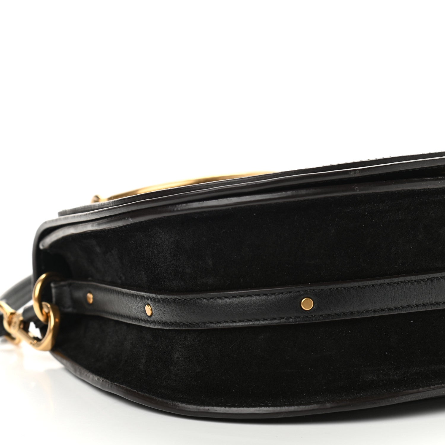 Chloe Calfskin Suede Medium Nile Bracelet Bag Black 9 of 10