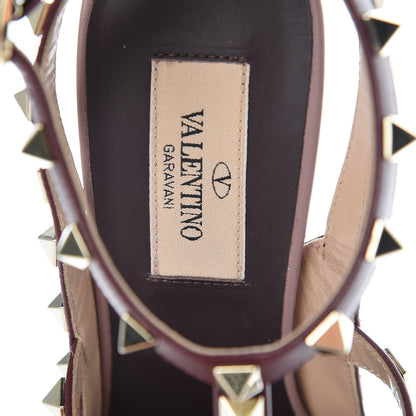 Valentino Garavani Calfskin Nappa Rockstud Ankle Strap 100mm Pumps 37.5 Griotte 9 of 10