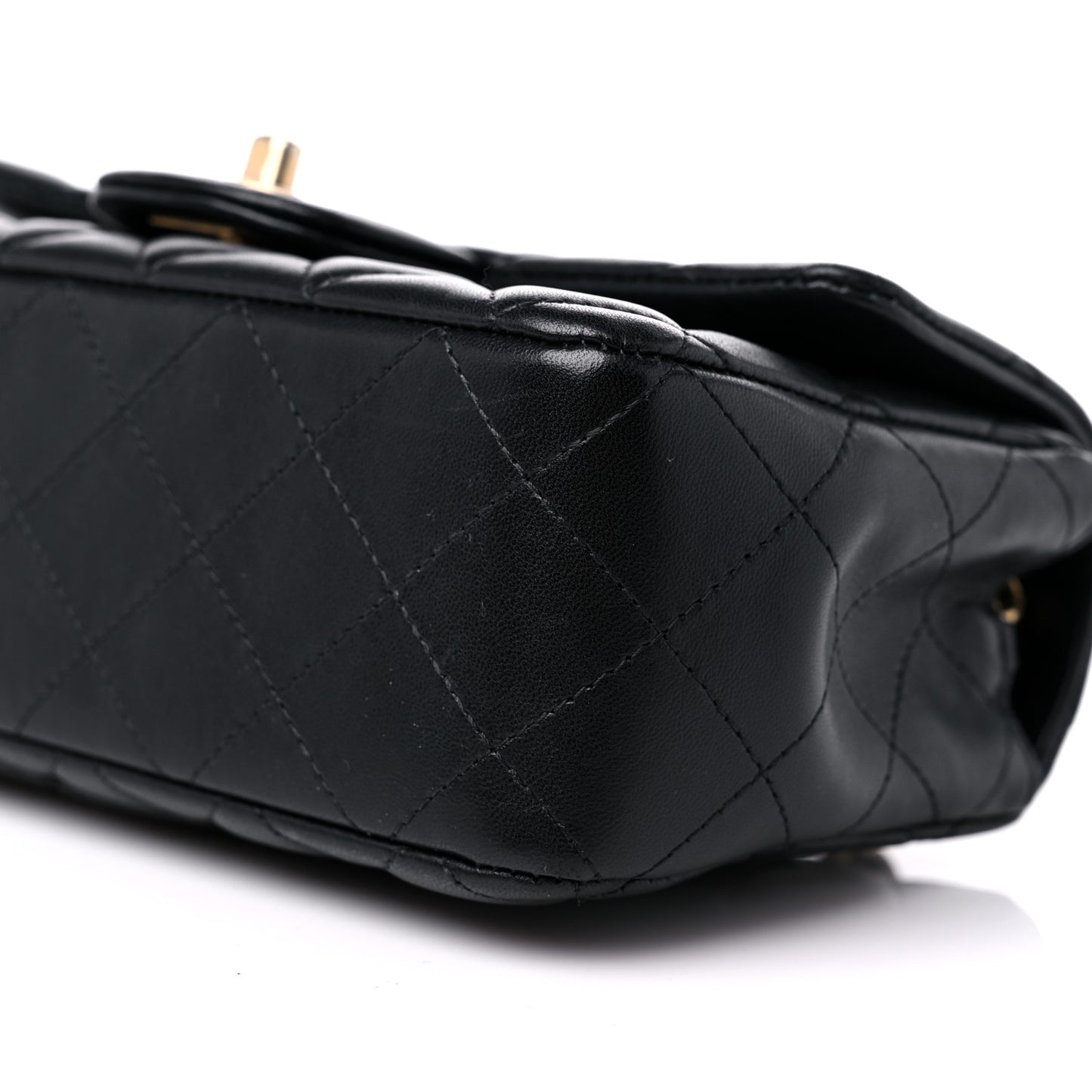 Lambskin Quilted Mini Rectangular Flap Black