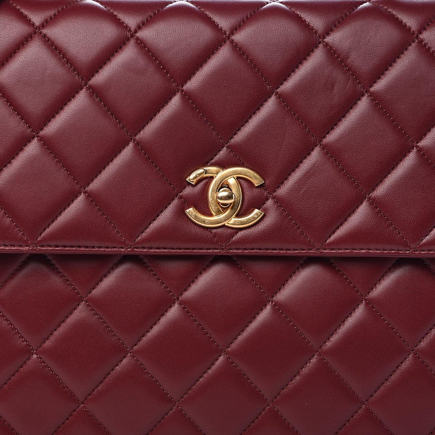 Lambskin Quilted Large Trendy CC Dual Handle Flap Bag Burgundy