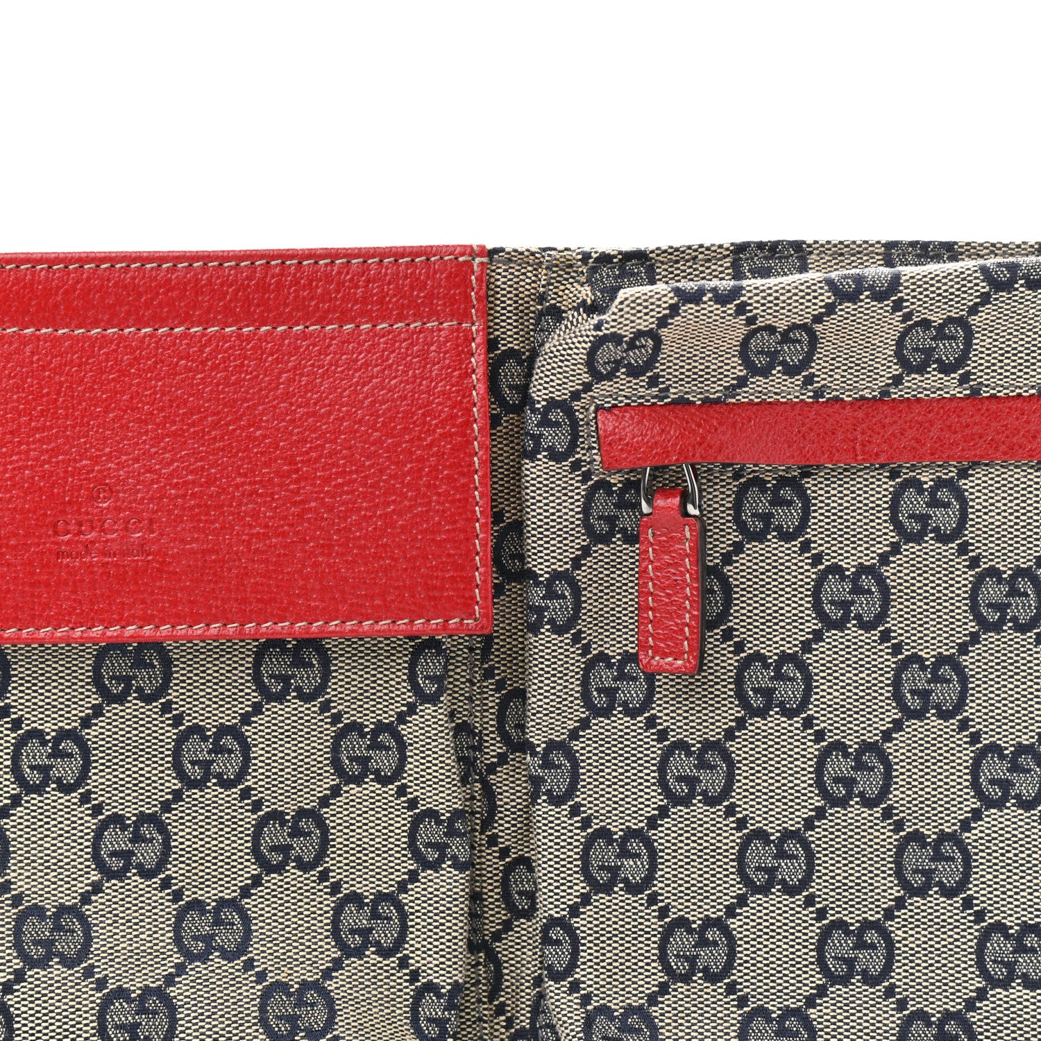 Gucci GG Monogram Web Double Pocket Belt Bag Navy Red 9 of 11