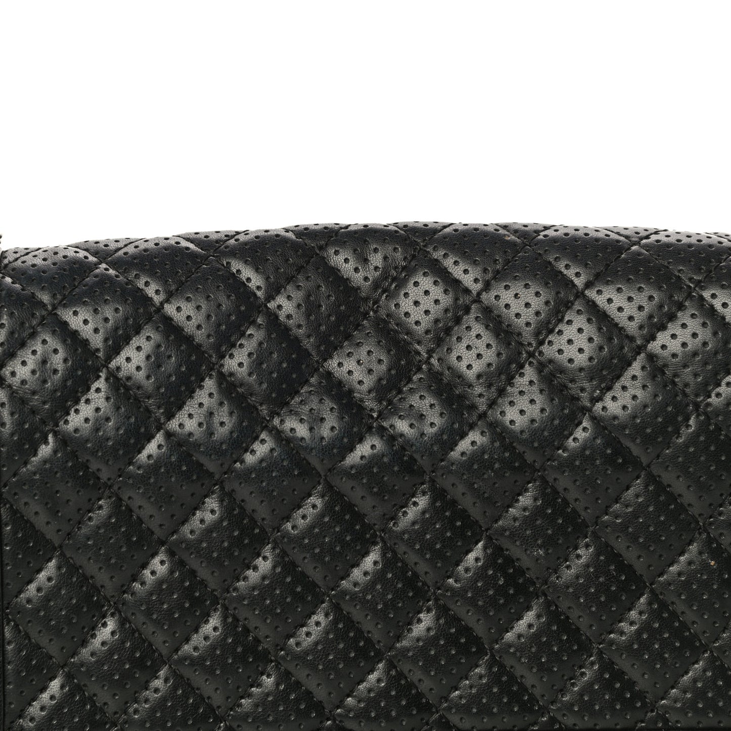 Lambskin Perforated Medium Boy Flap Black