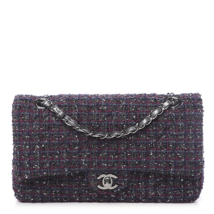 Chanel Tweed Quilted Medium Double Flap Purple 1 of 10