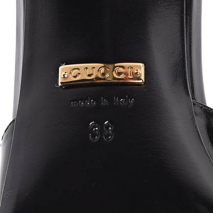 Gucci Polished Calfskin Scarlet Mid Heel Slide Sandals 38 Black 8 of 12