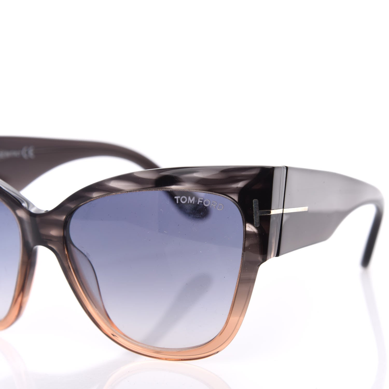 Tom Ford Acetate Anoushka Cat Eye Sunglasses TF371 Melange Grey Peach 7 of 8