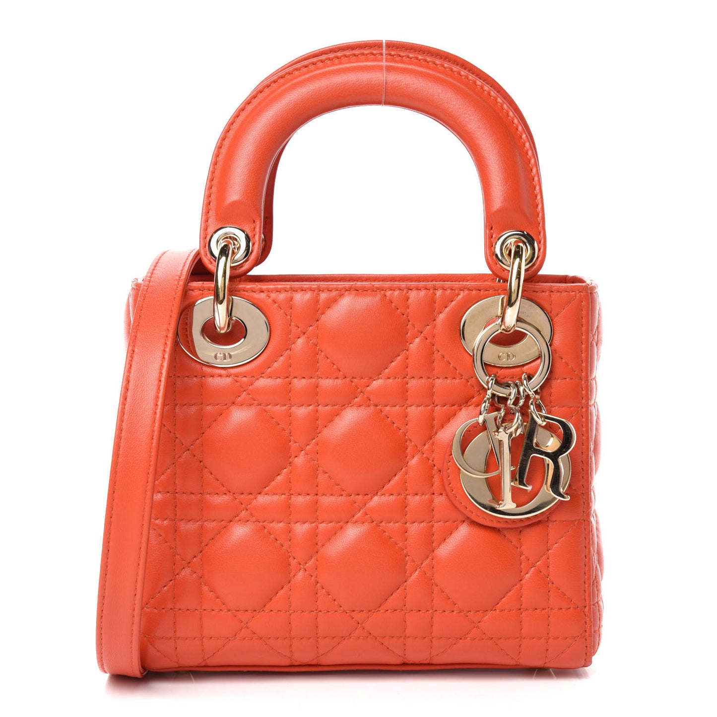 Lambskin Cannage Mini Lady Dior Orange