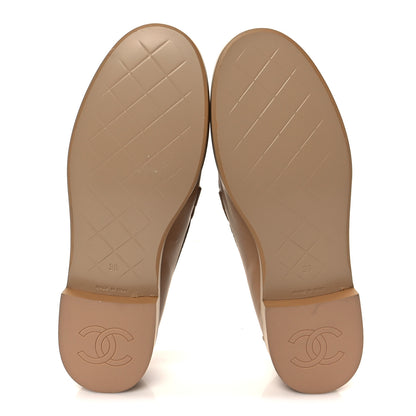 Chanel Lambskin Quilted CC Turnlock Moccasins 38 Beige 6 of 9