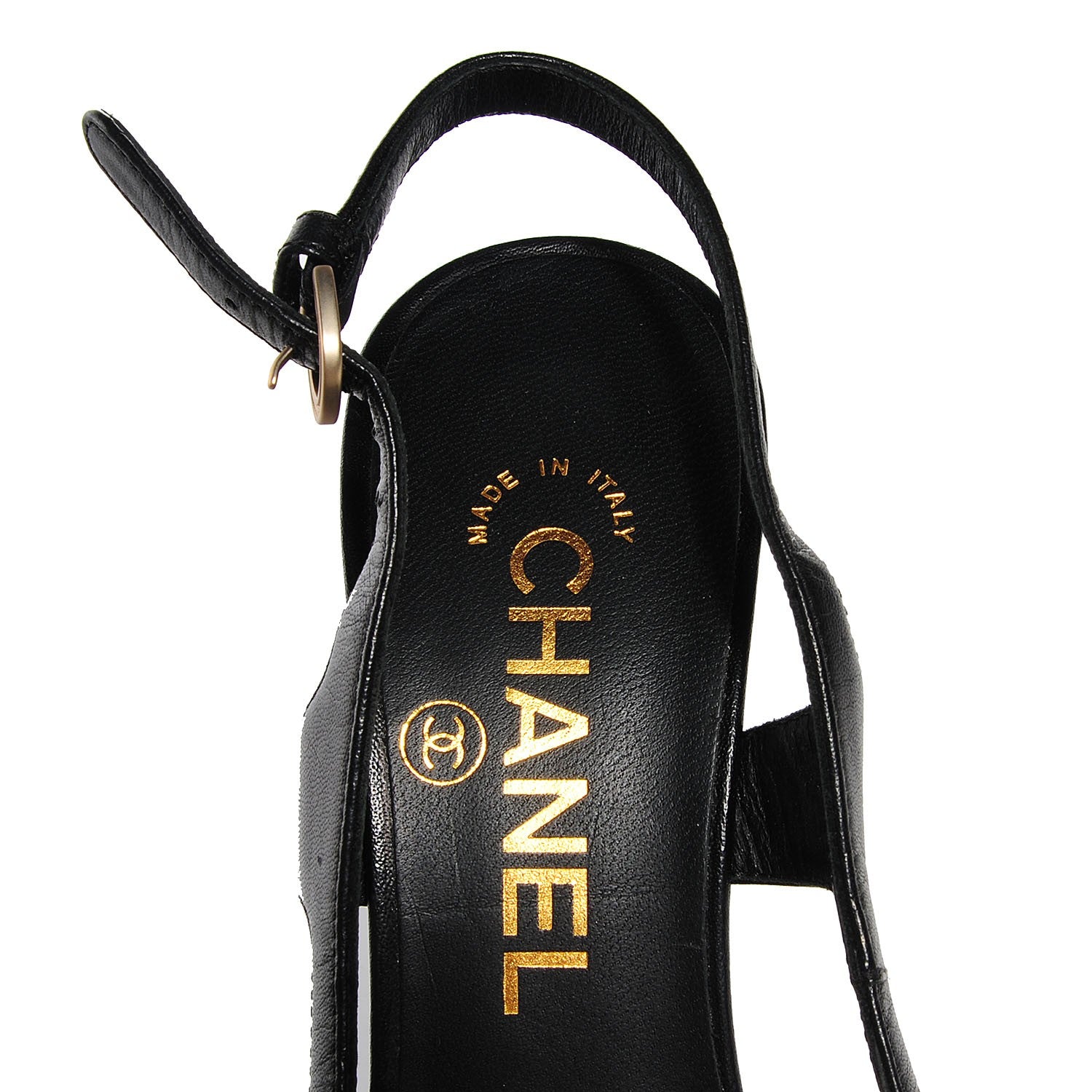 Chanel Leather Pearl Slingback Pumps 35.5 Black 8 of 9