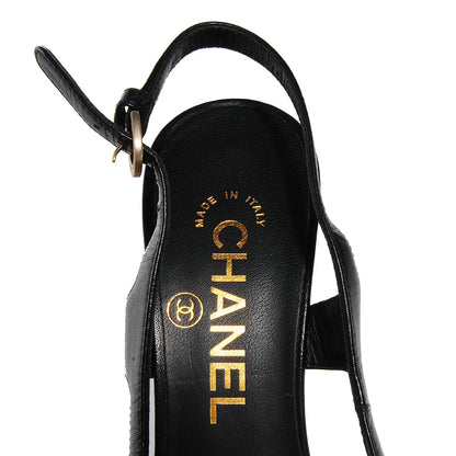 Chanel Leather Pearl Slingback Pumps 35.5 Black 8 of 9