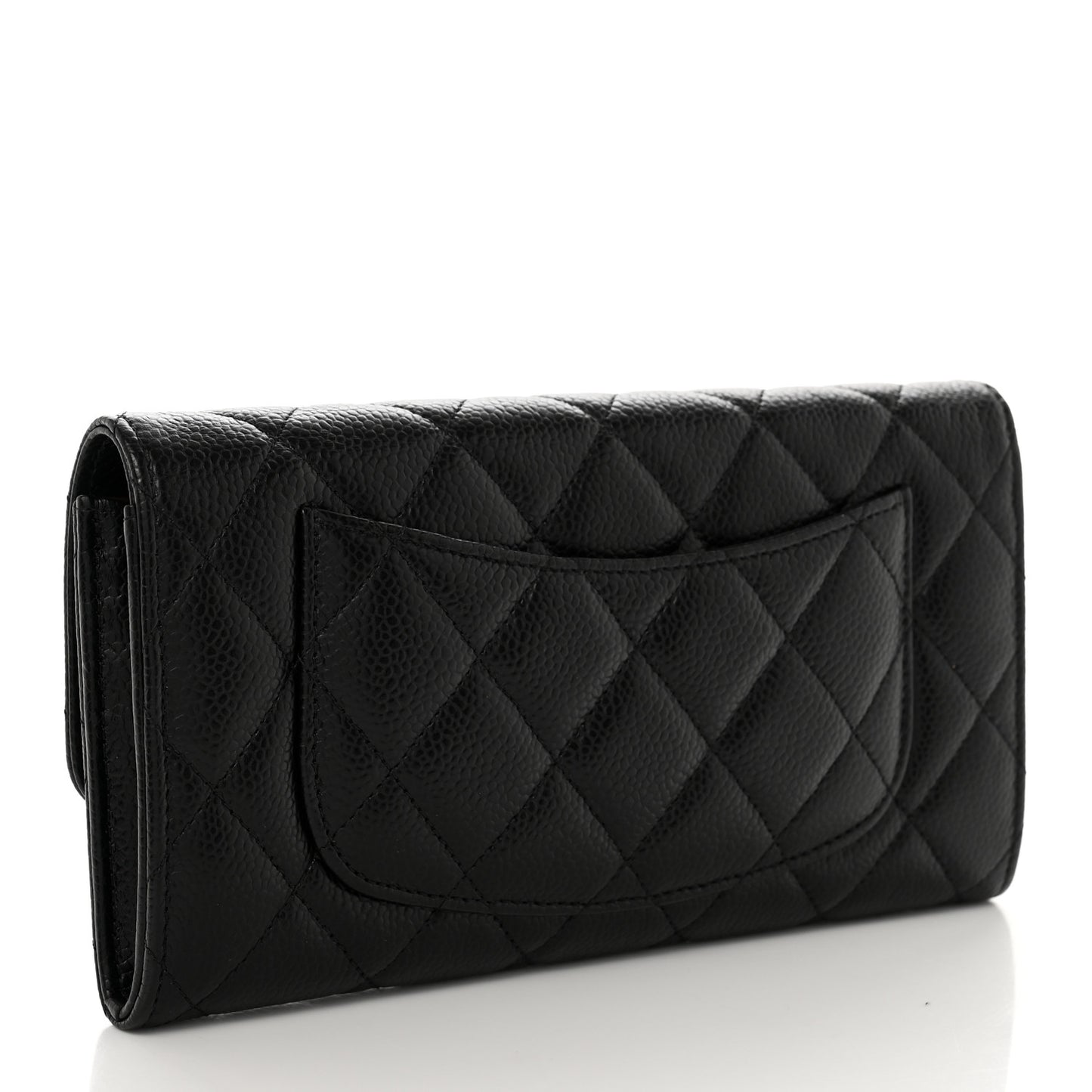 Caviar Quilted Large Flap Wallet Black