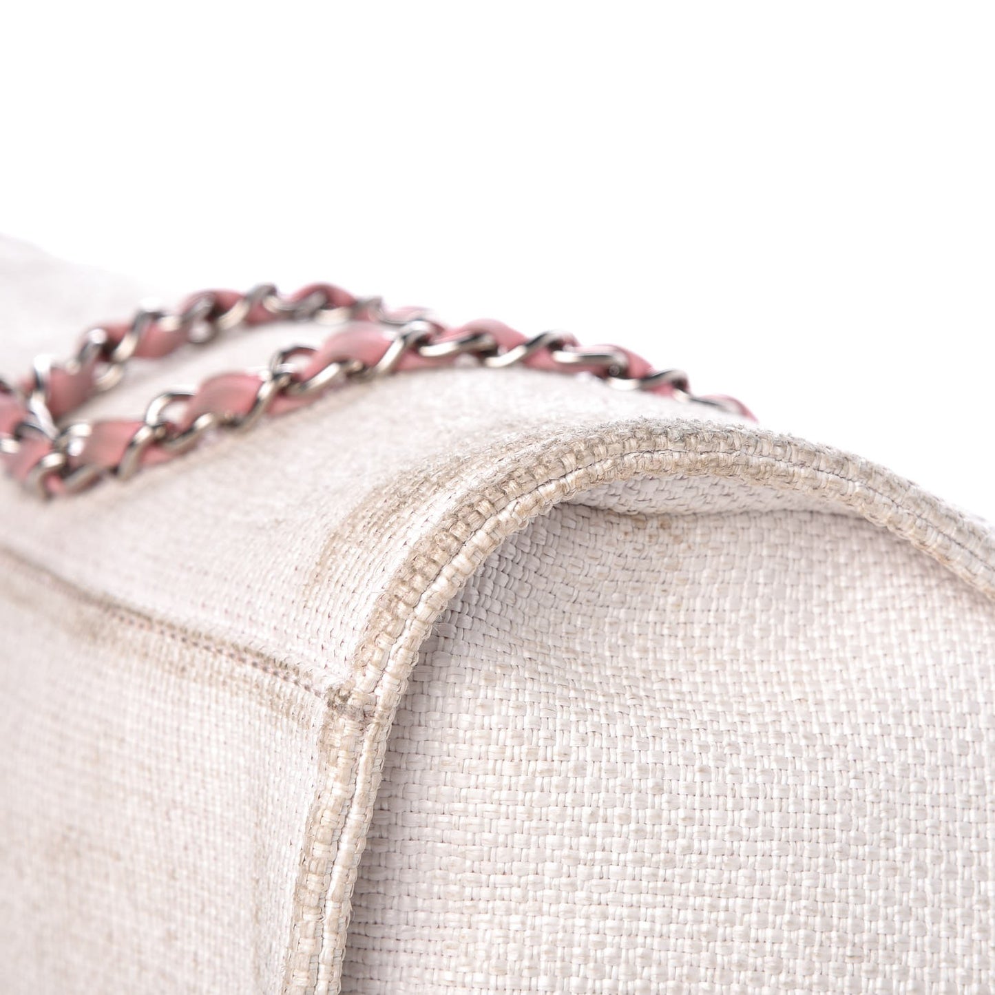 Canvas Large Deauville Tote White Pink