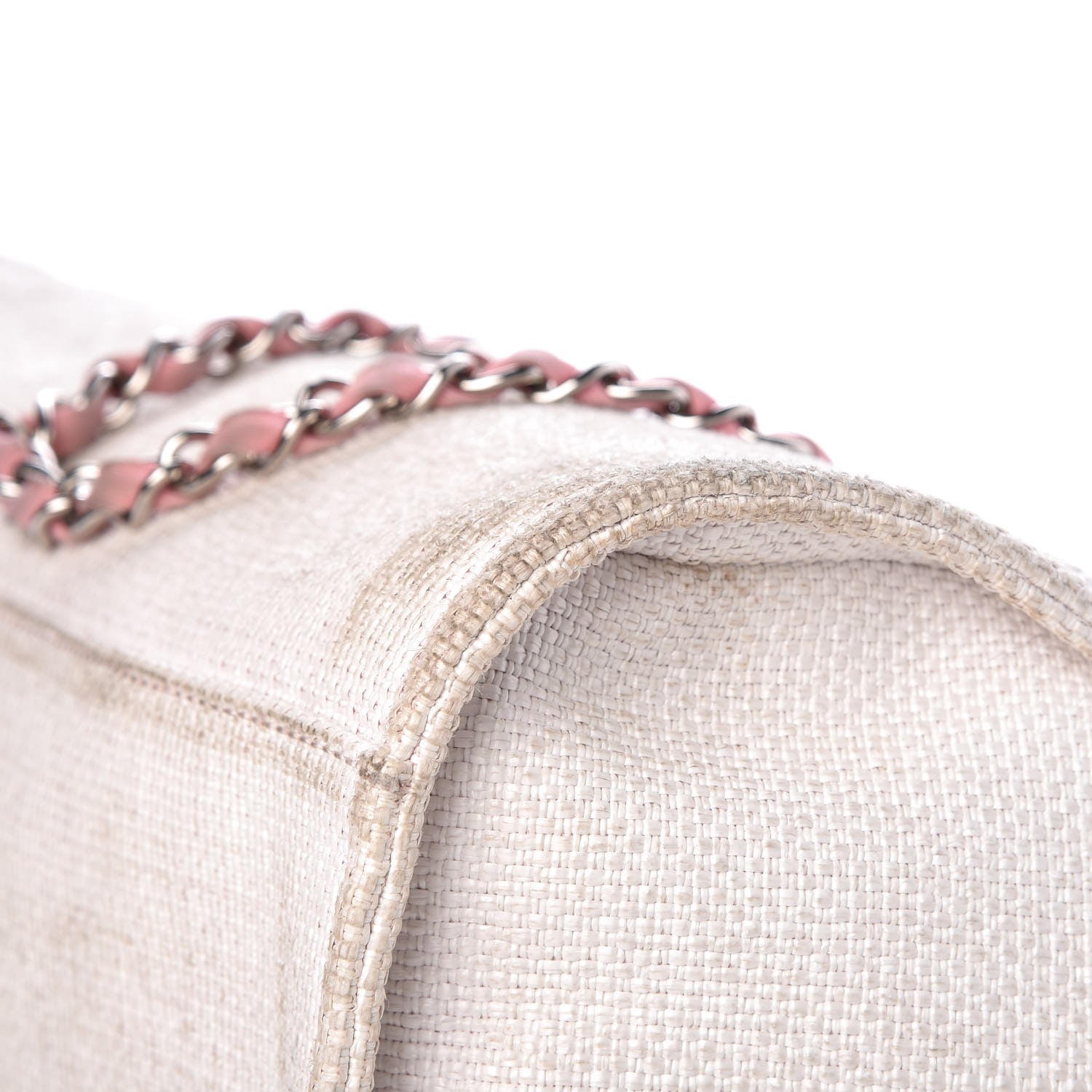 Chanel Canvas Large Deauville Tote White Pink 16 of 24