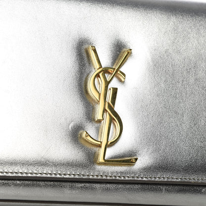 Saint Laurent Textured Metallic Calfskin Classic Monogram Cassandre Clutch Silver 7 of 7