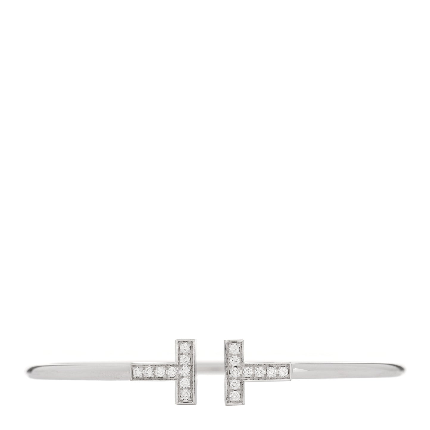 18K White Gold Diamond T Wire Bracelet