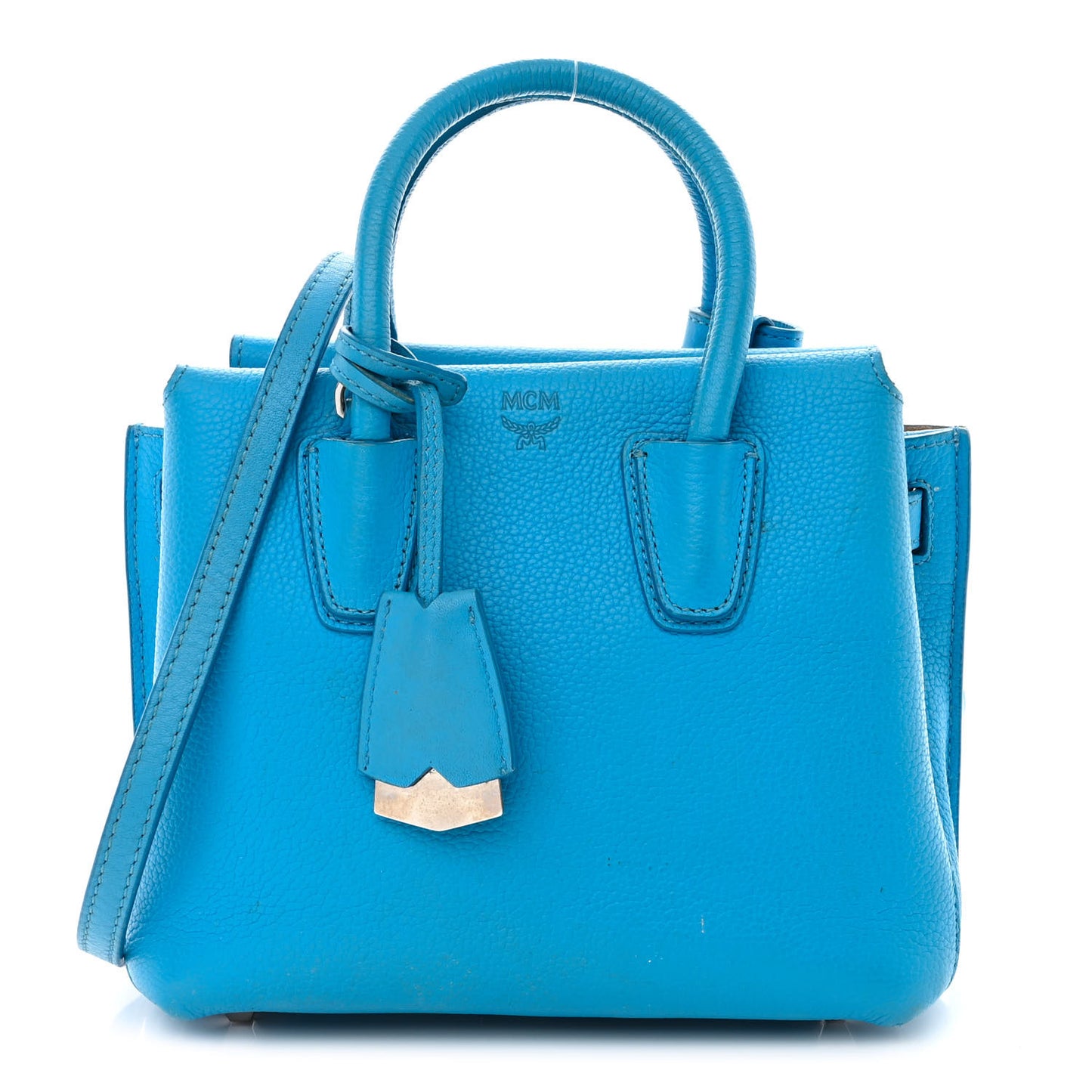 Grained Calfskin Mini Milla Tote Tile Blue