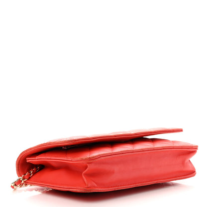 Chanel Lambskin Quilted Wallet On Chain WOC Red 4 of 17