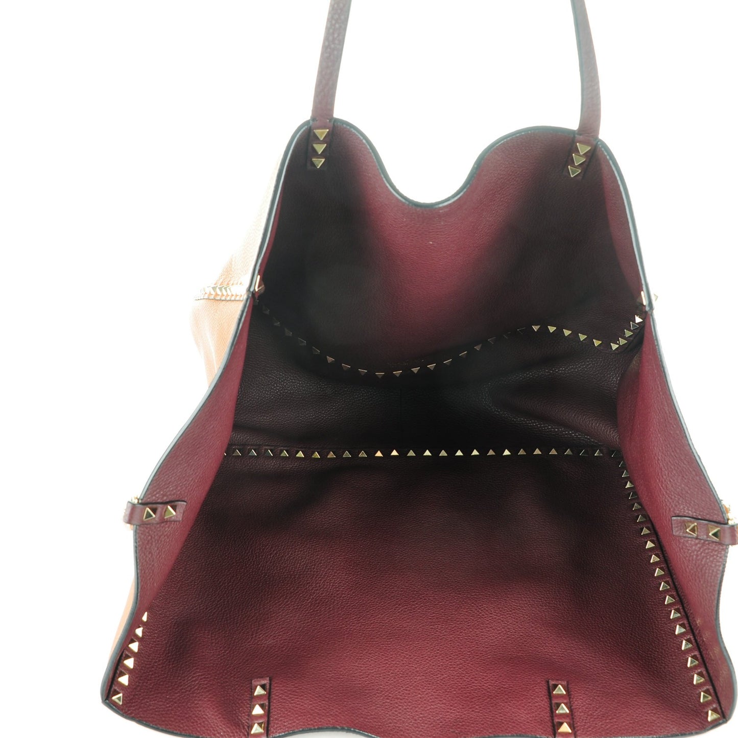 Grained Calfskin Large Rockstud Reversible Tote Light Cuir Rubin
