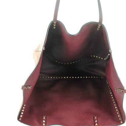 Valentino Garavani Grained Calfskin Large Rockstud Reversible Tote Light Cuir Rubin 6 of 7