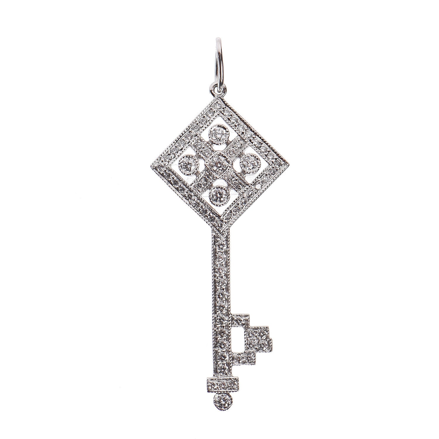 Tiffany Platinum Diamond Small Checkerboard Key Pendant 1 of 3