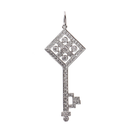 Tiffany Platinum Diamond Small Checkerboard Key Pendant 1 of 3
