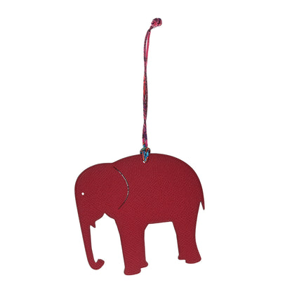 Hermes Epsom Togo Petit H Elephant Bag Charm Rouge Vif Vert Canopee 1 of 4