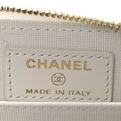 Chanel Tweed Quilted Bow Flap Card Holder On Chain White 6 of 11