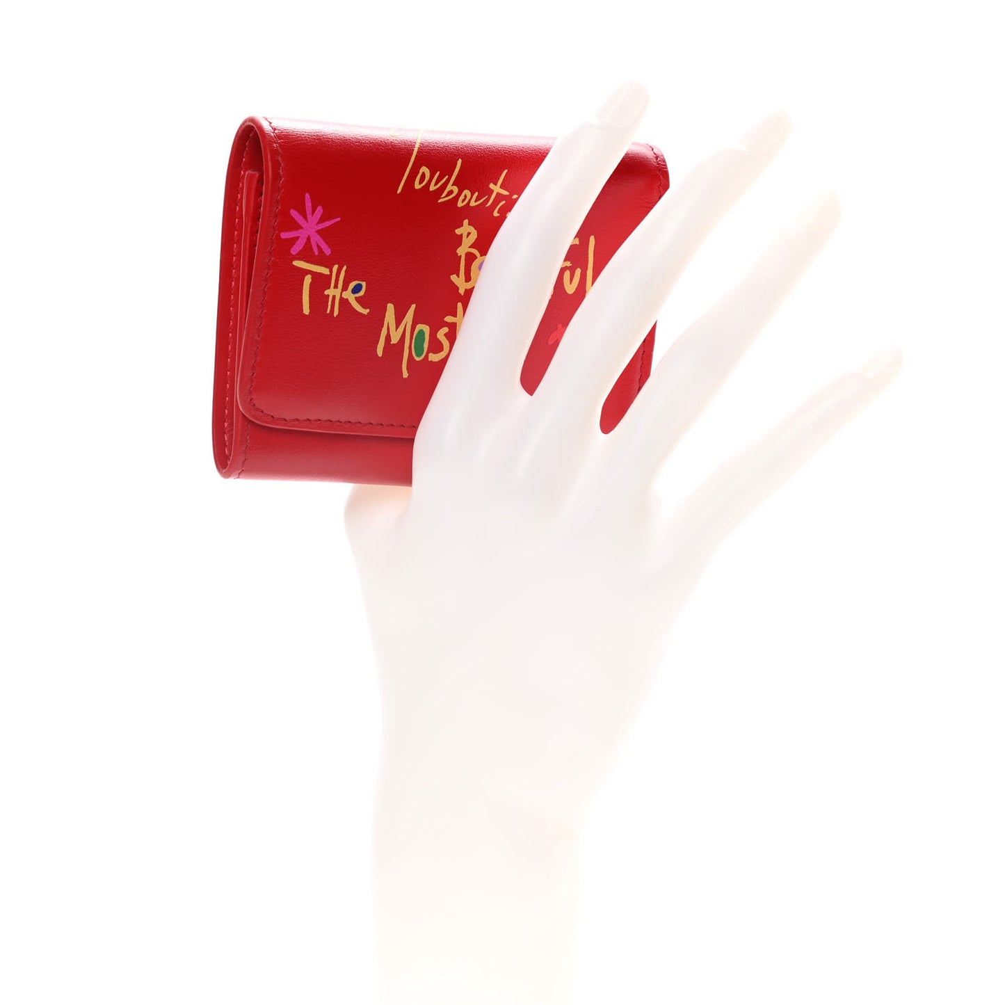 Calfskin Script Mini Loubigaga Wallet Red