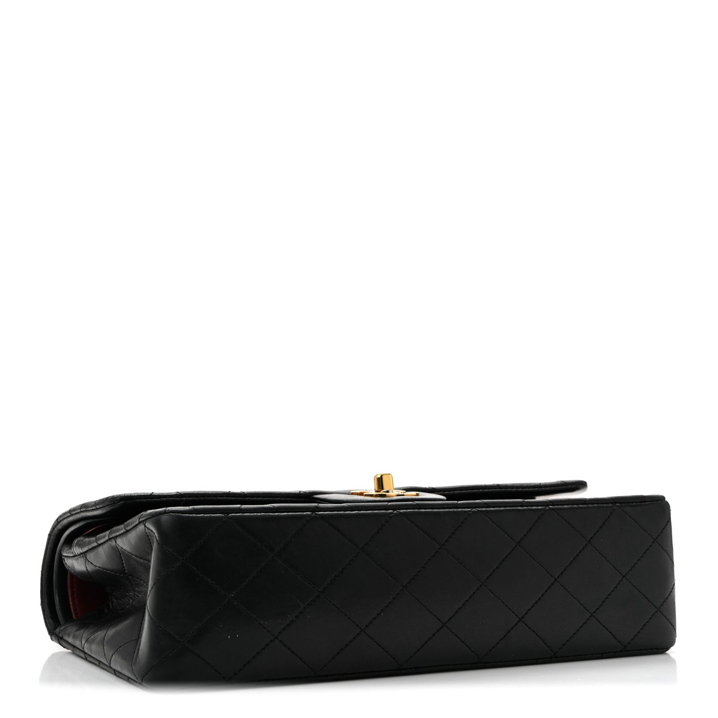 Lambskin Quilted Medium Double Flap Black