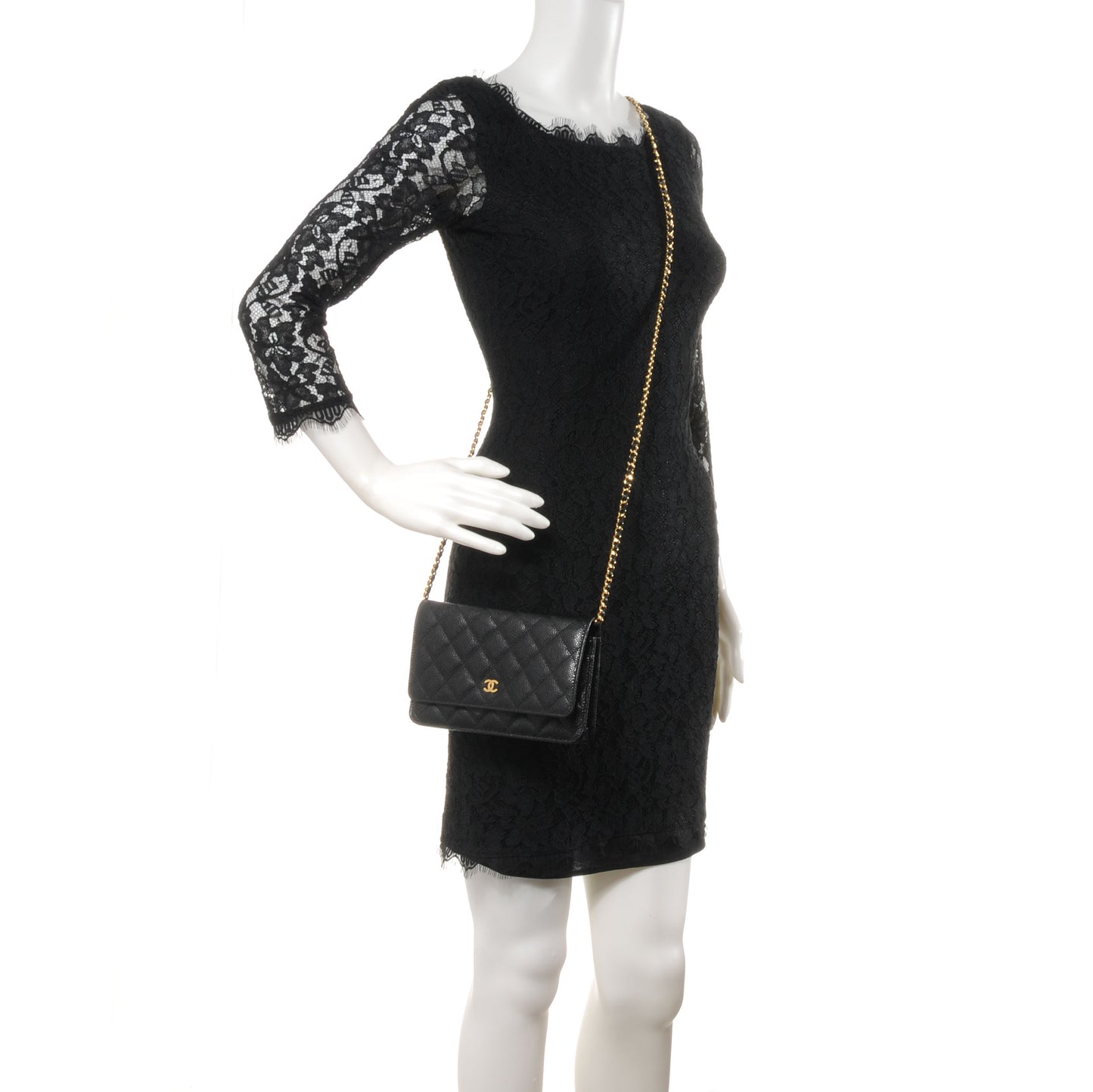 Caviar Quilted Wallet On Chain WOC Black