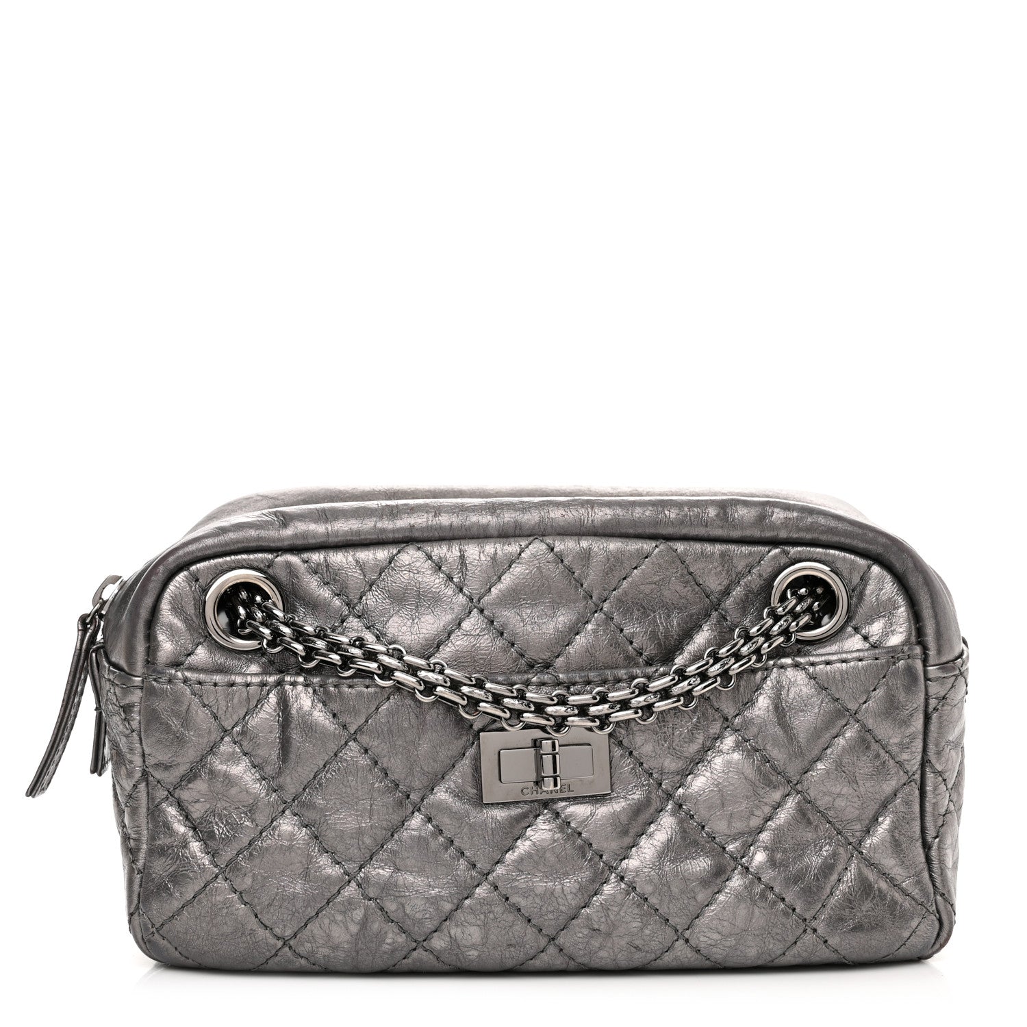 Chanel Metallic Aged Calfskin Quilted Small Reissue Camera Case Dark Silver 1 of 14
