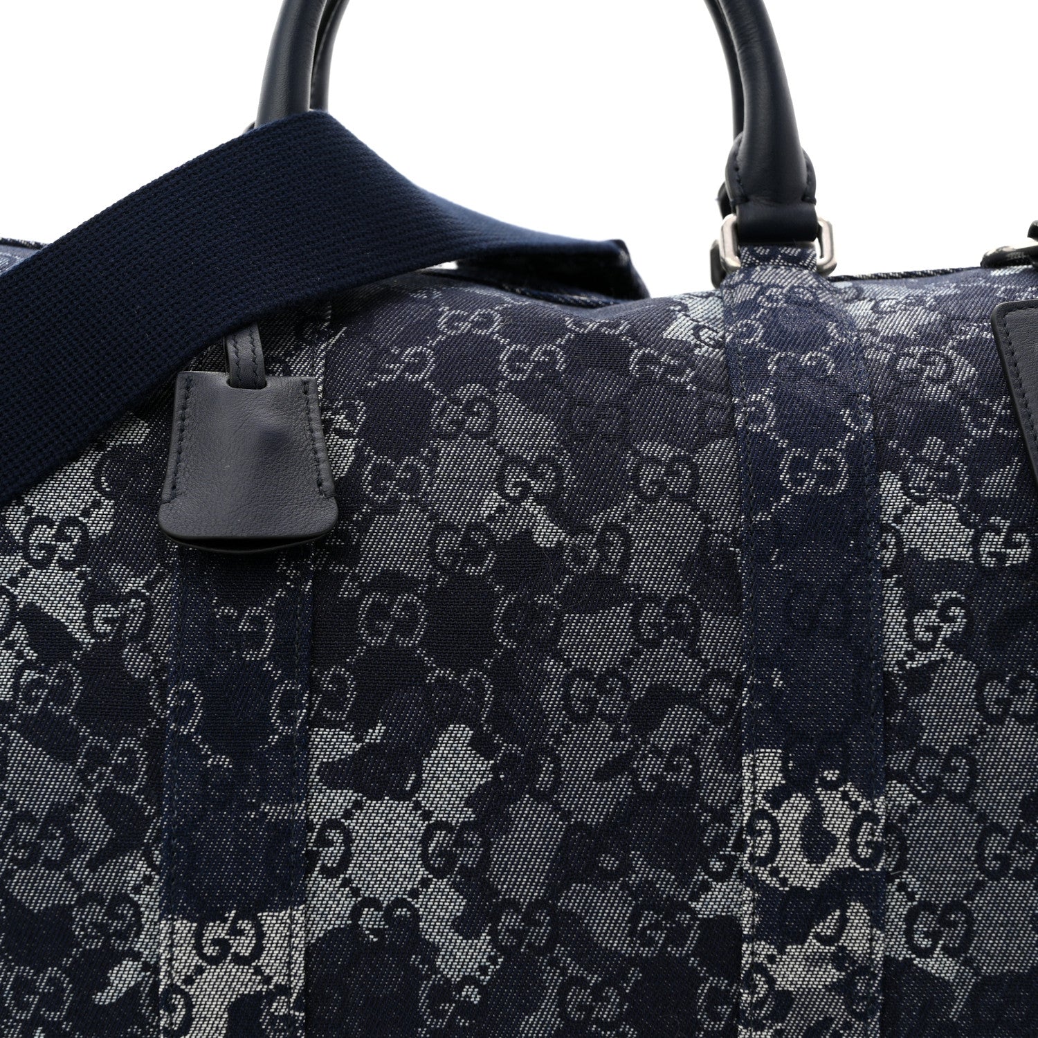 Gucci Denim Monogram Large Duffle Bag Deep Blue 12 of 16