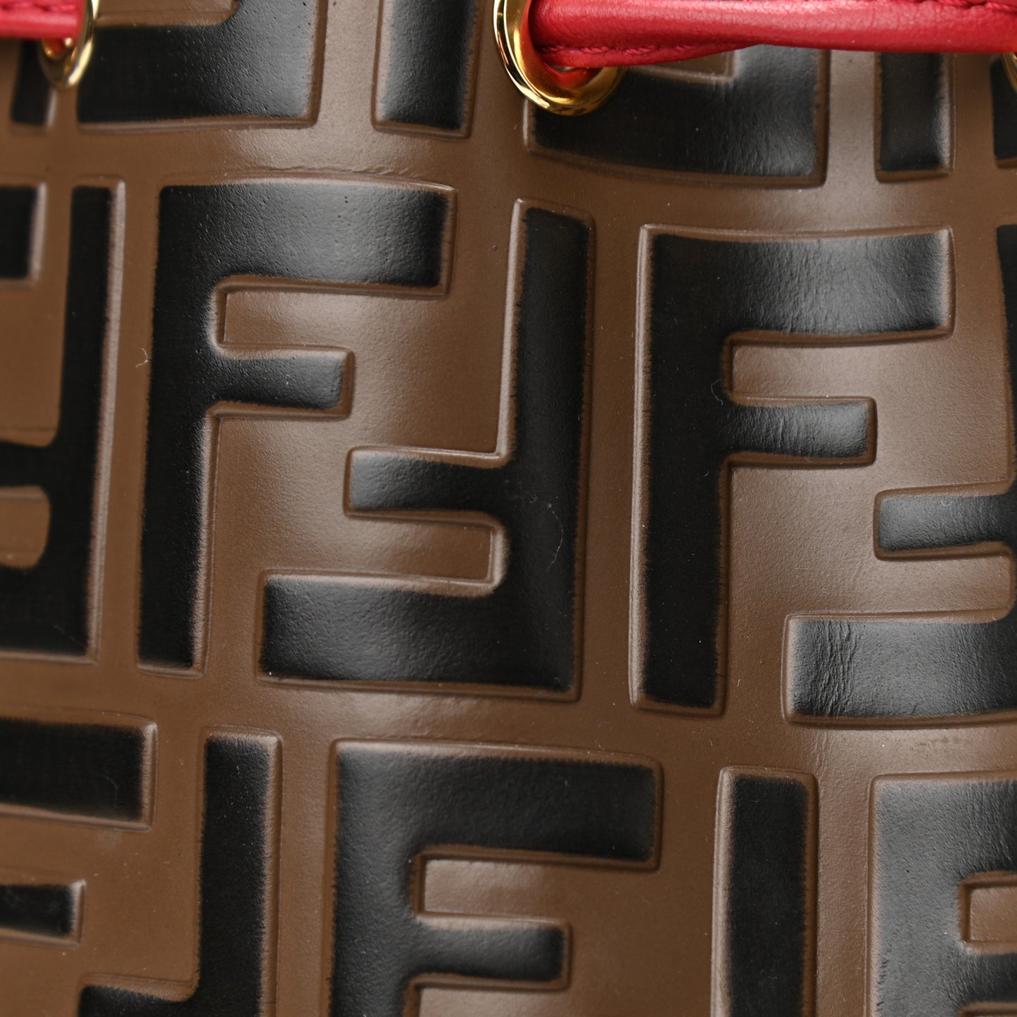 Vitello Grace F is Fendi Bi-Color FF 1974 Embossed Grande Mon Tresor Bucket Bag Maya Black Fragola