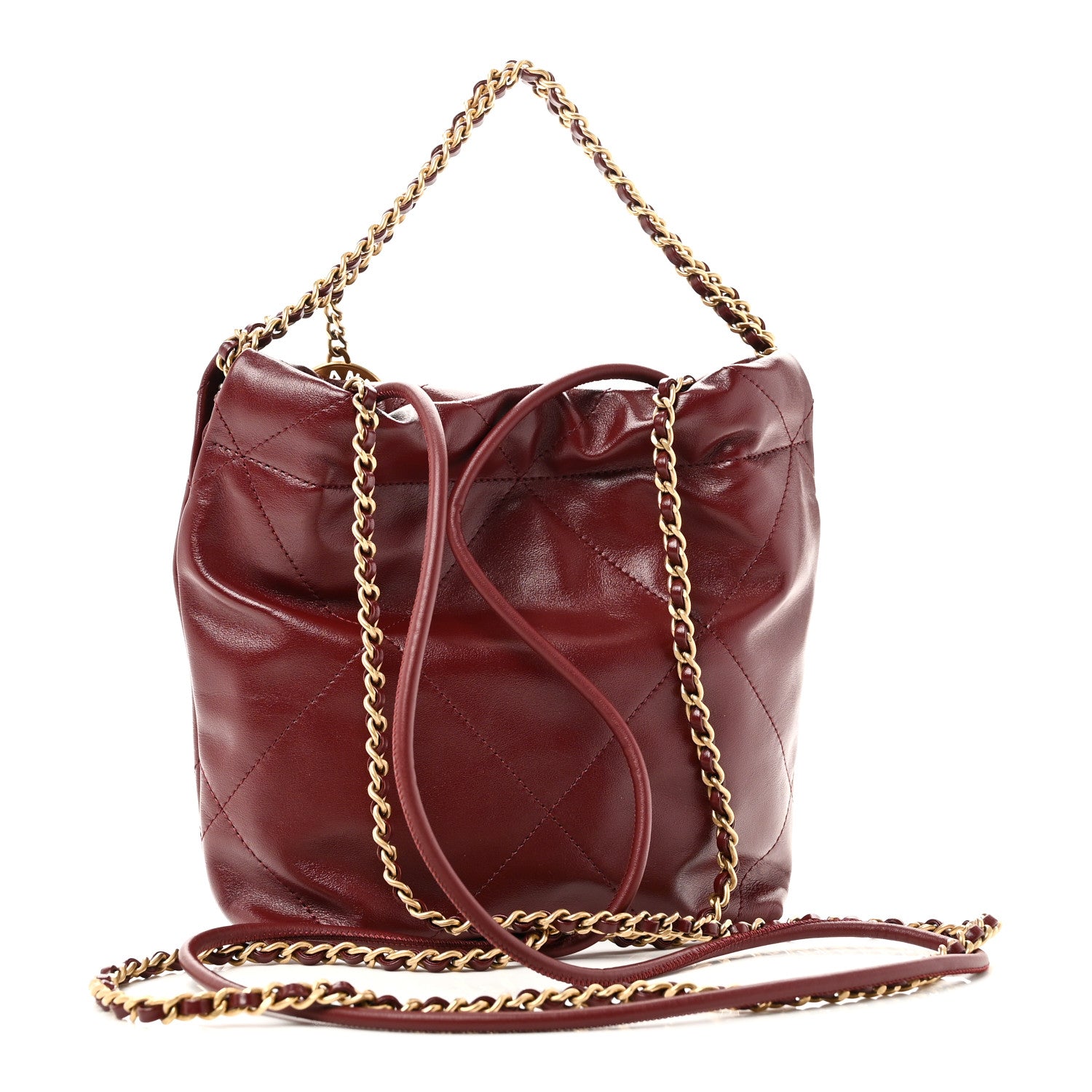 Chanel Shiny Calfskin Quilted Mini Chanel 22 Dark Burgundy 3 of 10