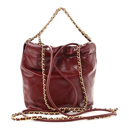 Chanel Shiny Calfskin Quilted Mini Chanel 22 Dark Burgundy 3 of 10