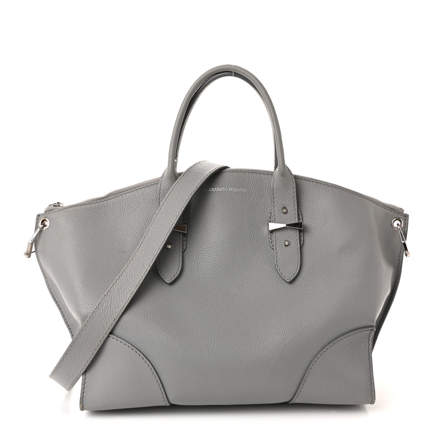 Grained Calfskin Medium Legend Satchel Grey Melange