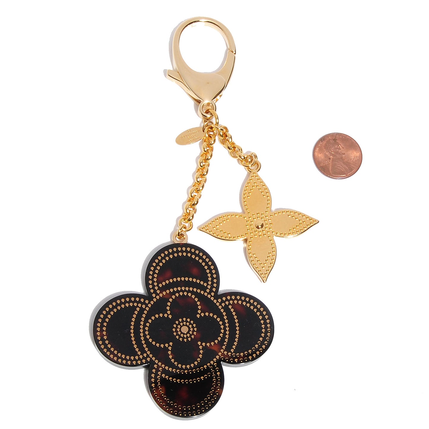 Stipply Flower Bag Charm Tortoise