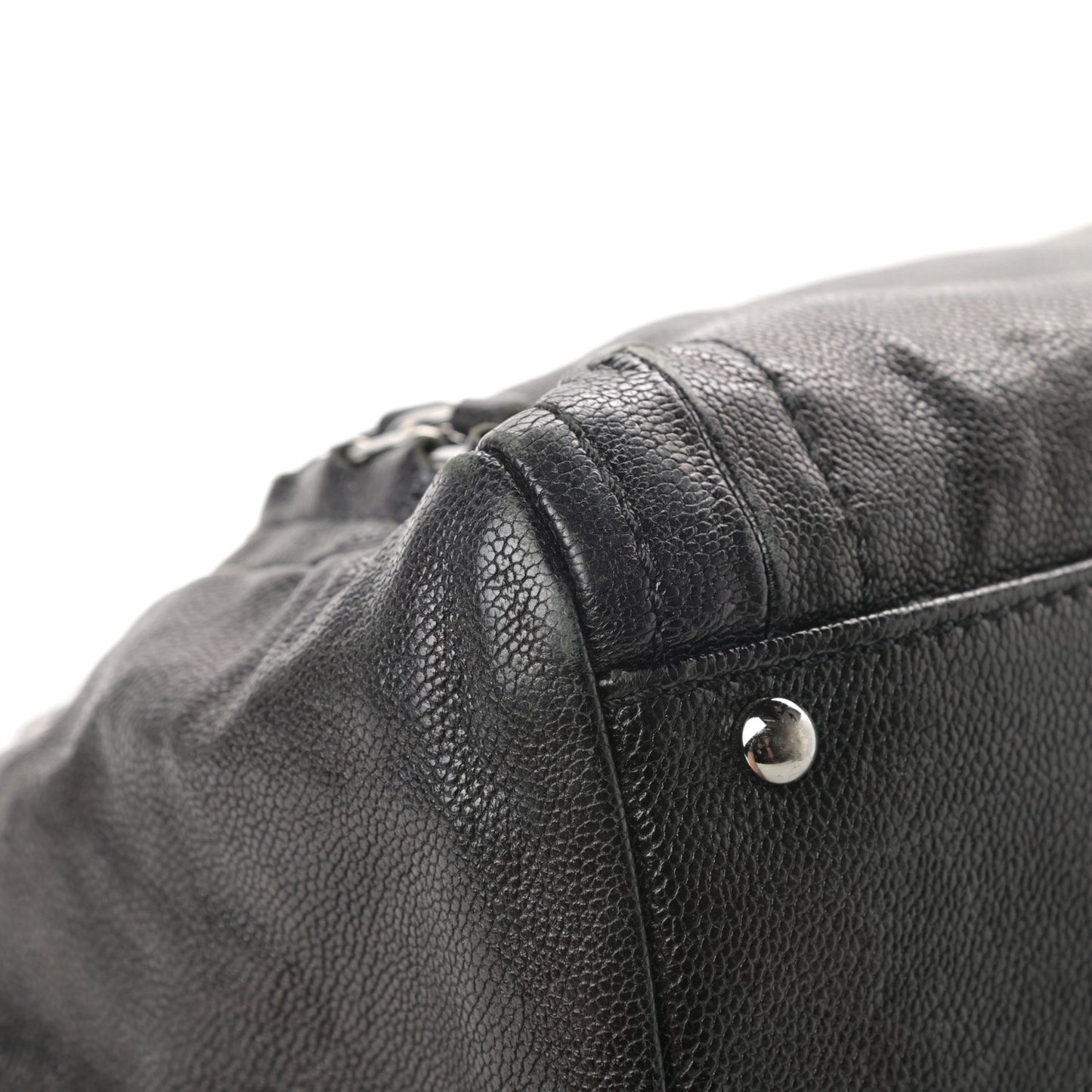 Glazed Caviar East West Modern Chain Tote Black