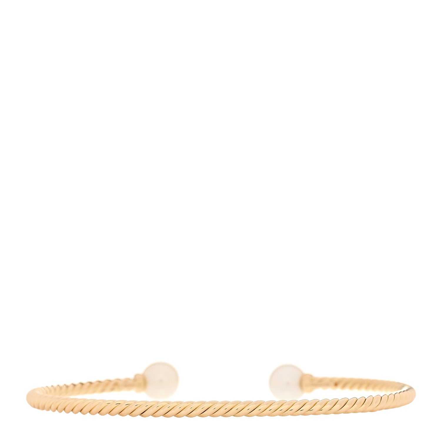 David Yurman 18K Yellow Gold Cultured Pearl 2.6mm Solari Cablespira Bracelet 2 of 4