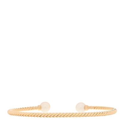 David Yurman 18K Yellow Gold Cultured Pearl 2.6mm Solari Cablespira Bracelet 2 of 4