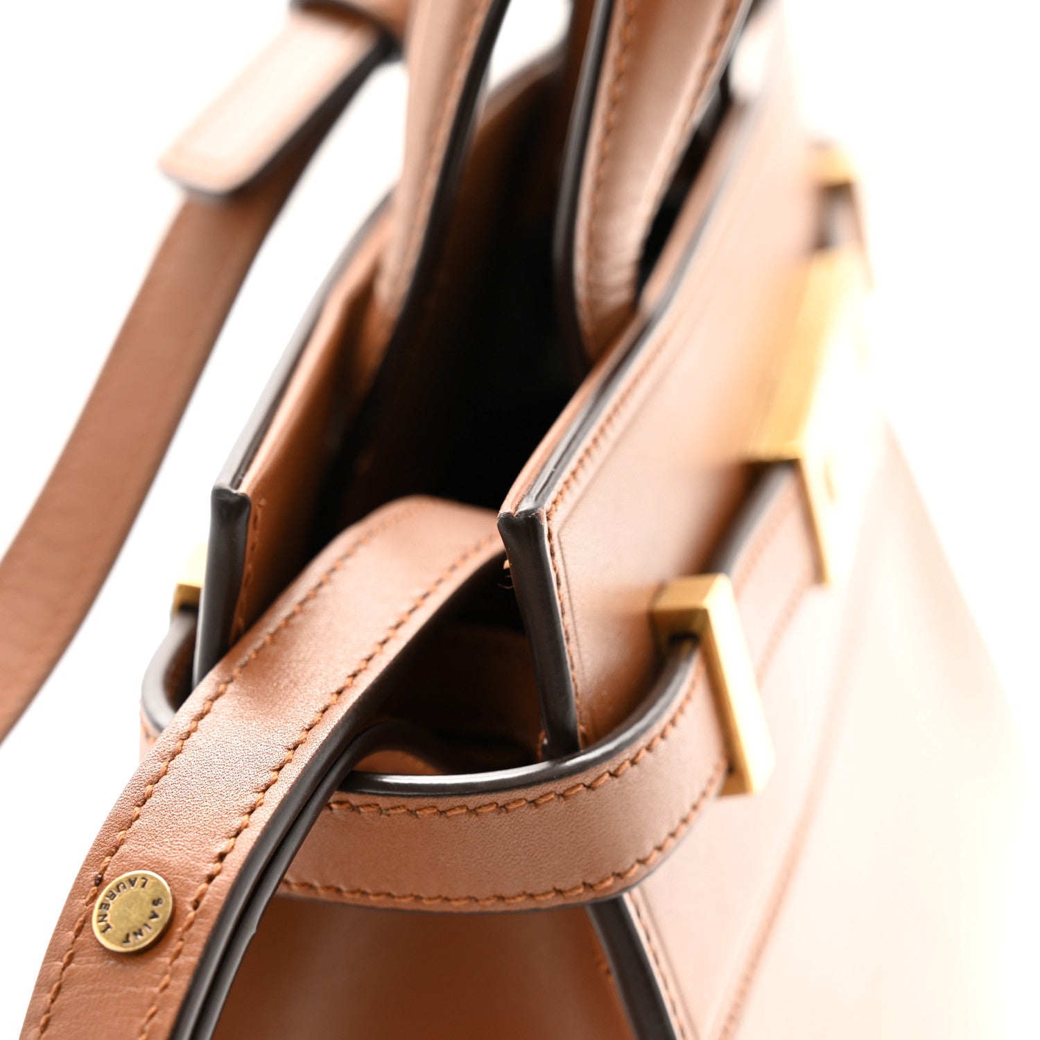 Saint Laurent Smooth Calfskin Manhattan Nano Shopper Tote Cognac 13 of 15